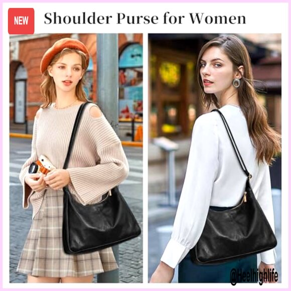 Large Vegan Leather Hobo Crossbody Bag Adjustable Strap Multi-Pocket - Picture 2 of 7